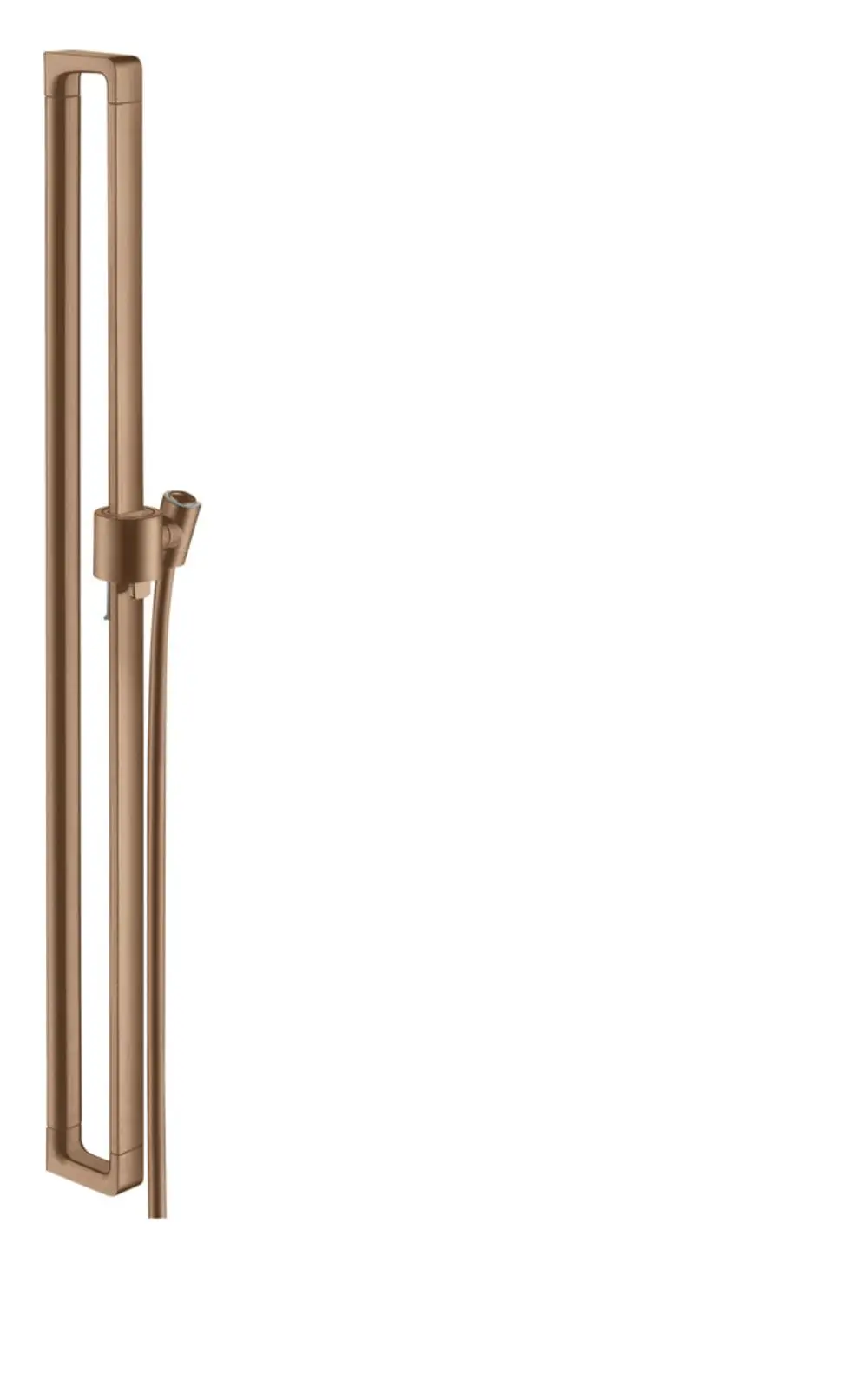 AXOR Brausestange in brushed red gold mit integriertem Brauseschlauch. Das Design ist schlicht und modern, geeignet für die Montage in Duschbereichen.